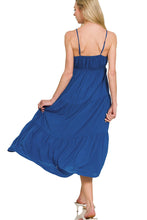 Load image into Gallery viewer, Woven Sweetheart Neckline Tiered Cami Midi Dress