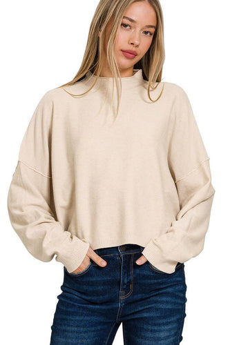 High Neck Raglan Sleeve Sweater