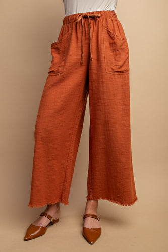 Wide Leg Frayed Hem Pant
