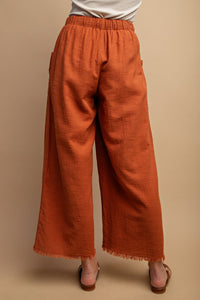 Wide Leg Frayed Hem Pant