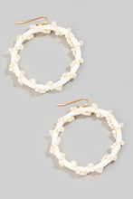 Load image into Gallery viewer, Ivory Raffia &amp; Bead Wrapped Hoop Earring