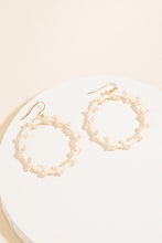 Load image into Gallery viewer, Ivory Raffia &amp; Bead Wrapped Hoop Earring