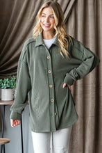 Load image into Gallery viewer, Solid Ribbed Olive Shacket
