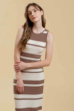 Load image into Gallery viewer, Striped Sleeveless Crochet Knit Midi Dress