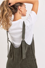 Load image into Gallery viewer, Slouchy Olive Ribbed Corduroy Overalls