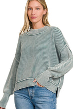 Load image into Gallery viewer, Mineral Washed Cropped Mock Neck Sweater