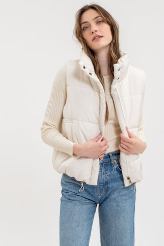 Ivory Solid Puffer Vest