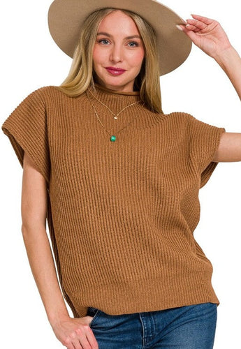 Camel Mock Neck Sweater