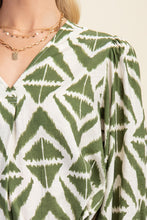 Load image into Gallery viewer, Olive &amp; Cream V-neck Blouse