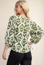 Load image into Gallery viewer, Olive &amp; Cream V-neck Blouse