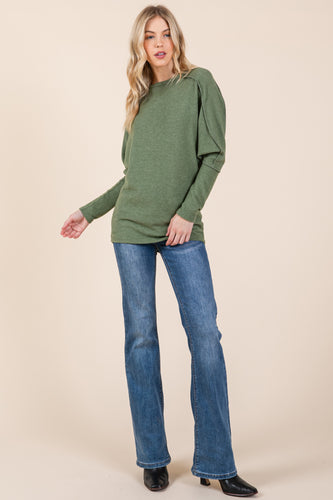 Dusty Olive Dolman Sleeve Lightweight Sweater