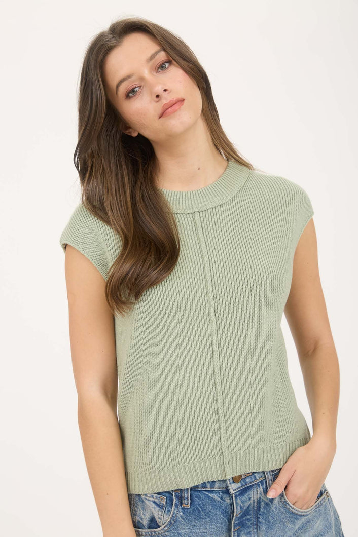 Moss Green Sweater Knit Top