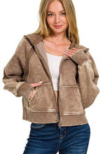 Load image into Gallery viewer, Acid Wash Zip Up Fleece Jacket