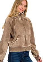 Load image into Gallery viewer, Acid Wash Zip Up Fleece Jacket