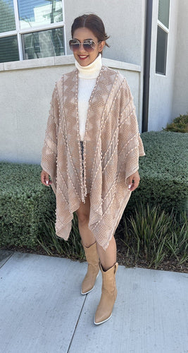 Taupe Textured Flowy Kimono