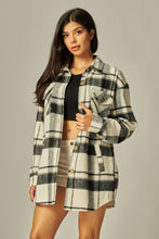 Load image into Gallery viewer, Black &amp; Ivory Flannel Plaid Shacket Jacket