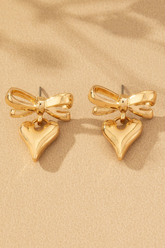 Puffy Heart & Bow Earrings