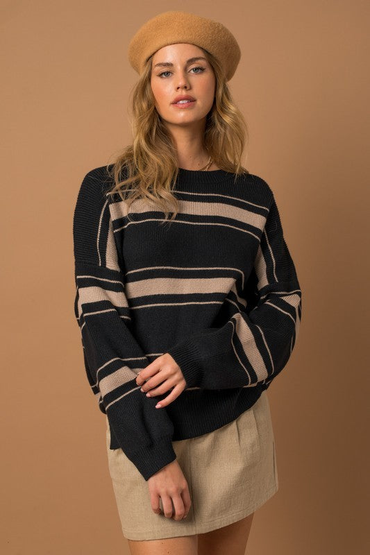 Black & Mocha Striped Sweater