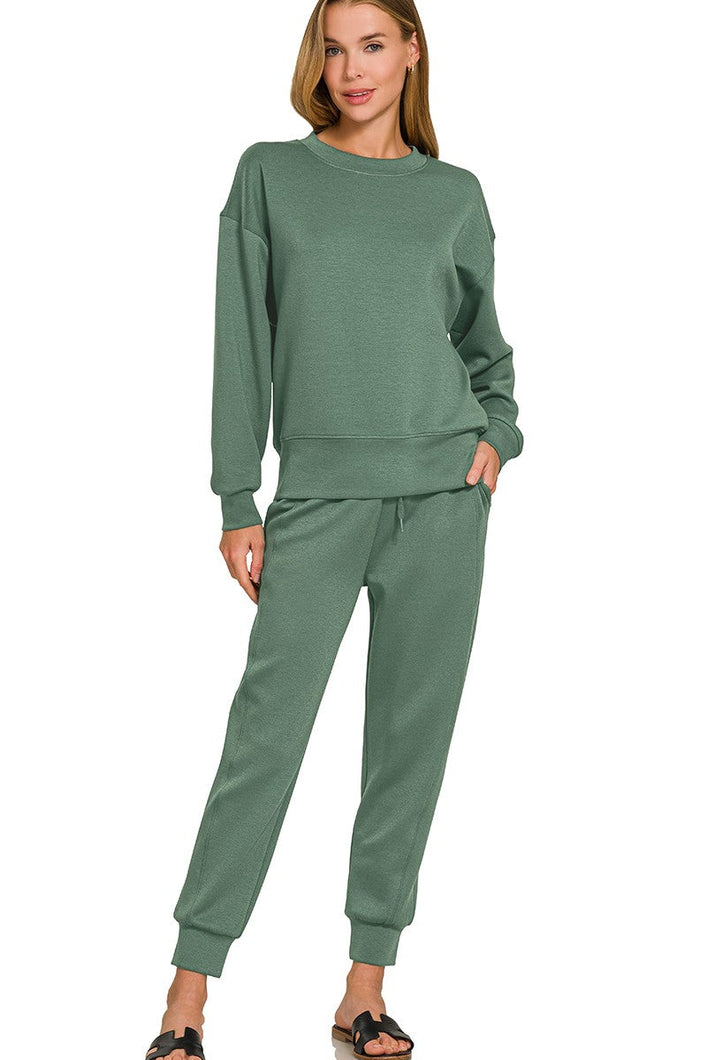 Luxe Scuba Ccrewneck & Joggers 2-Piece Set
