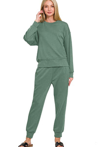 Luxe Scuba Ccrewneck & Joggers 2-Piece Set