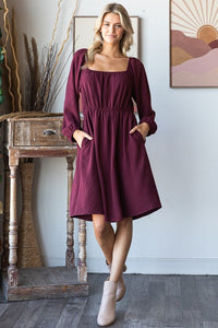 In The Moment Burgundy Dress