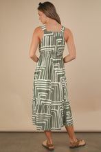 Load image into Gallery viewer, Olive &amp; Cream Printed Boho Midi Dress