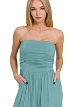 Load image into Gallery viewer, Dusty Jade Strapless Tube Top Cropped Jumpsuit