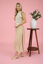 Load image into Gallery viewer, Mixed Media Taupe Midi Dress