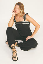 Load image into Gallery viewer, Black &amp; Ivory Trim Jumpsuit