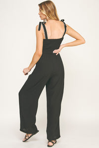 Black & Ivory Trim Jumpsuit