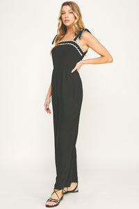 Black & Ivory Trim Jumpsuit