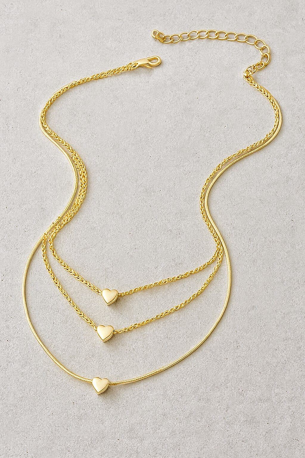 Triple Heart Layered Necklace