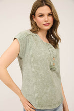 Load image into Gallery viewer, Misty Olive Henley Top