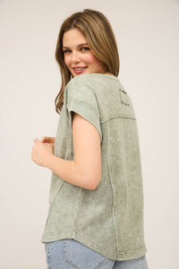 Misty Olive Henley Top