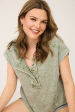 Load image into Gallery viewer, Misty Olive Henley Top