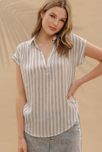 Load image into Gallery viewer, Black &amp; Ivory Striped Blouse