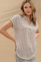 Load image into Gallery viewer, Black &amp; Ivory Striped Blouse