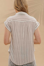 Load image into Gallery viewer, Black &amp; Ivory Striped Blouse