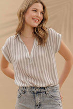 Load image into Gallery viewer, Black &amp; Ivory Striped Blouse