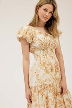 Load image into Gallery viewer, Elegant Floral Camel &amp; Cream Maxi Dress