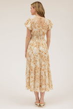Load image into Gallery viewer, Elegant Floral Camel &amp; Cream Maxi Dress