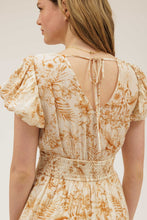 Load image into Gallery viewer, Elegant Floral Camel &amp; Cream Maxi Dress