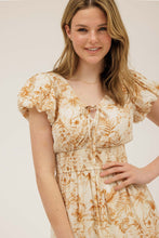 Load image into Gallery viewer, Elegant Floral Camel &amp; Cream Maxi Dress