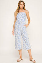 Load image into Gallery viewer, Blue Leaf Print Linen Jumpsuit
