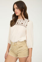 Load image into Gallery viewer, Cream Embroidered Yoke Blouse