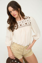 Load image into Gallery viewer, Cream Embroidered Yoke Blouse