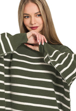 Load image into Gallery viewer, Exposed Seam Oversized Striped Sweater