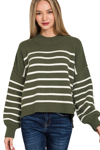 Exposed Seam Oversized Striped Sweater
