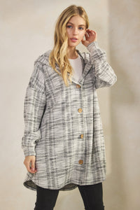 Ivory & Black Boucle Long Cardigan