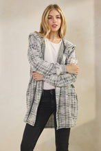 Load image into Gallery viewer, Ivory &amp; Black Boucle Long Cardigan